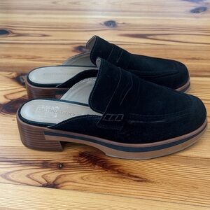 Bernardo Womens Black Suri Suede Penny Loafer Slip On Classic Chunky Mule 8